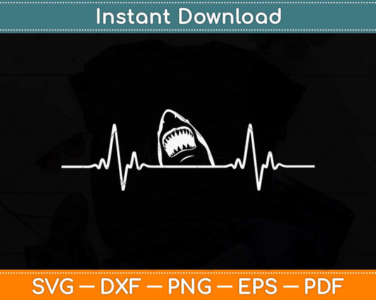 Shark Heartbeat Shark Lovers Svg Png Dxf Digital Cutting File