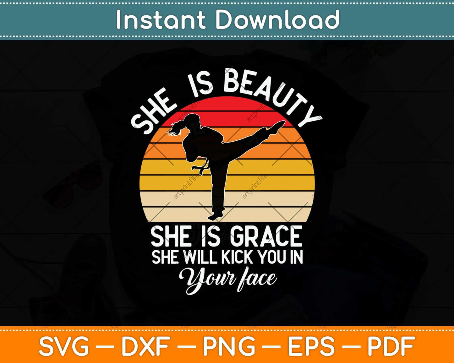 She Is Beauty She Is Grace She Will Kick You In Your Face Svg Design