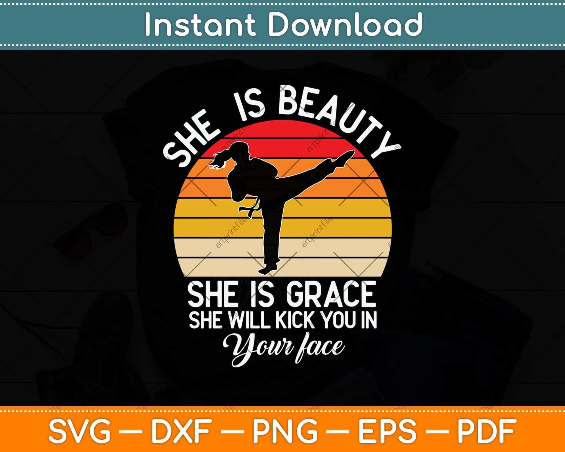 She Is Beauty She Is Grace She Will Kick You In Your Face Svg Design
