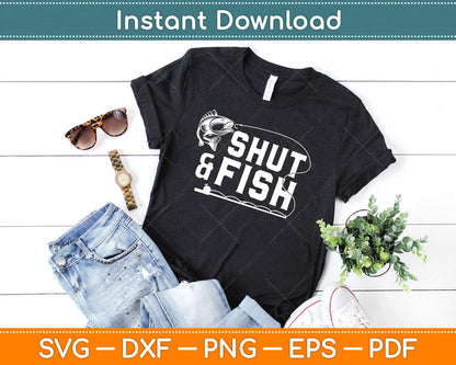 Shut And Fish Svg Design Cricut Printable Cutting Files