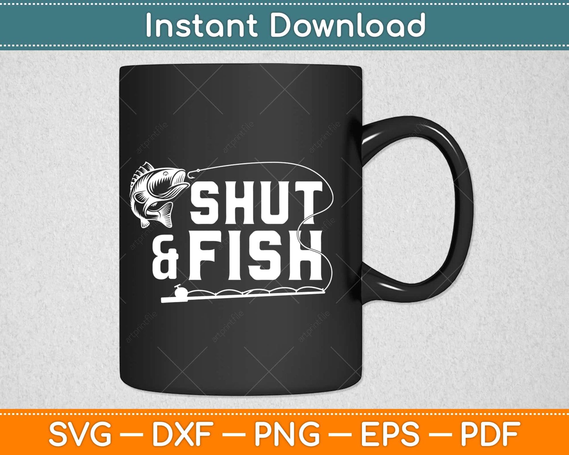 Shut And Fish Svg Design Cricut Printable Cutting Files