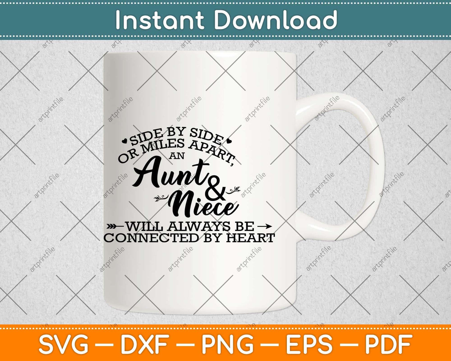 Side By Side Or Miles Apart An Aunt And Niece Will Always Svg Png Dxf Cutting File