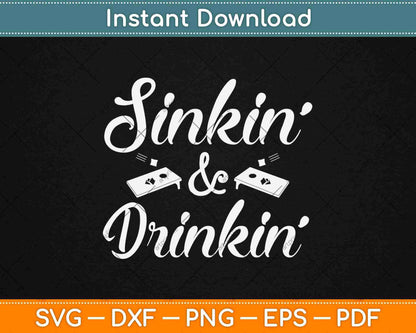 Sinkin' and Drinkin' Retro Summer Gifts Cornhole Svg Design