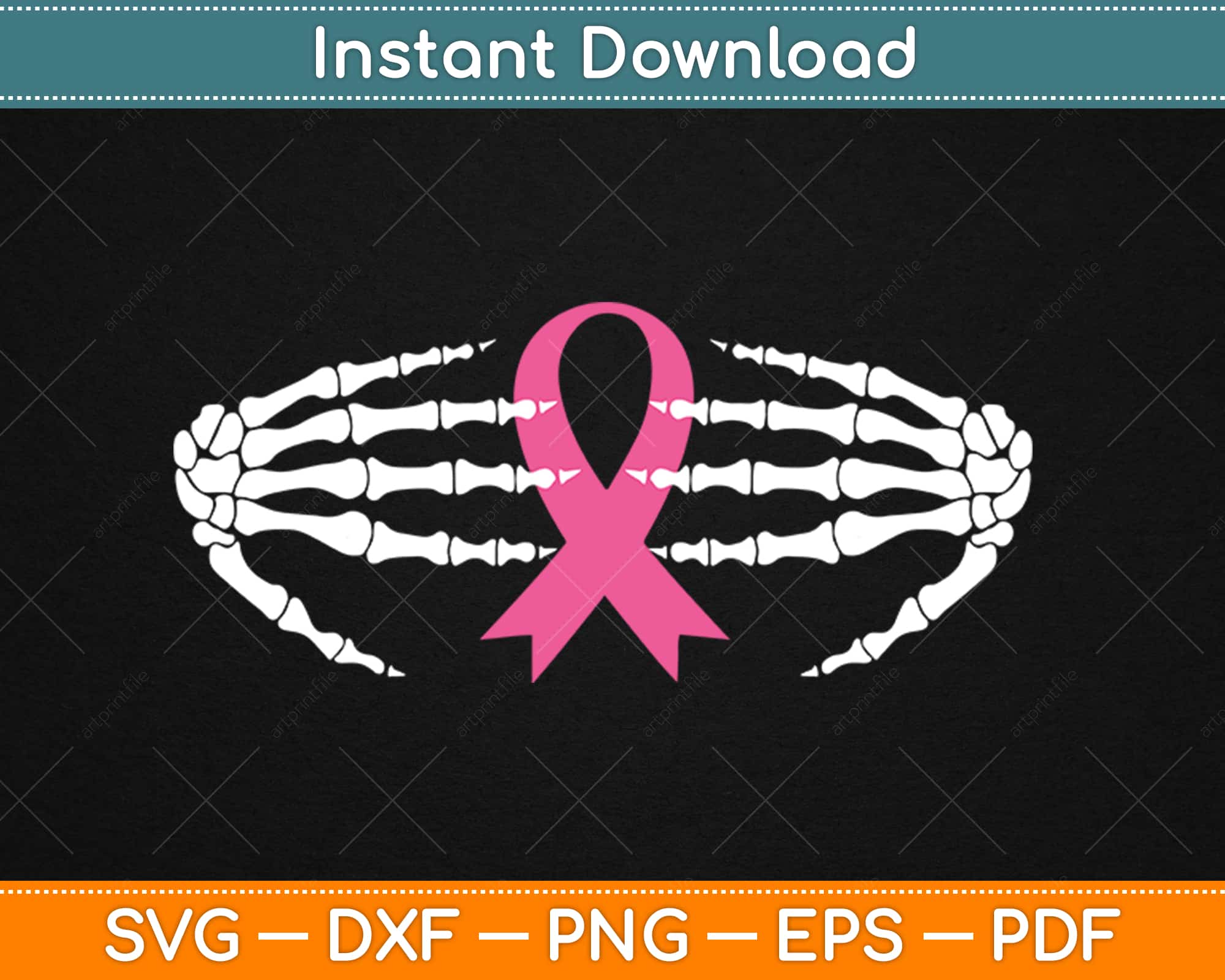 Skeleton Hands Breast Cancer Awareness Svg Png Dxf Eps Digital Cut File –  artprintfile