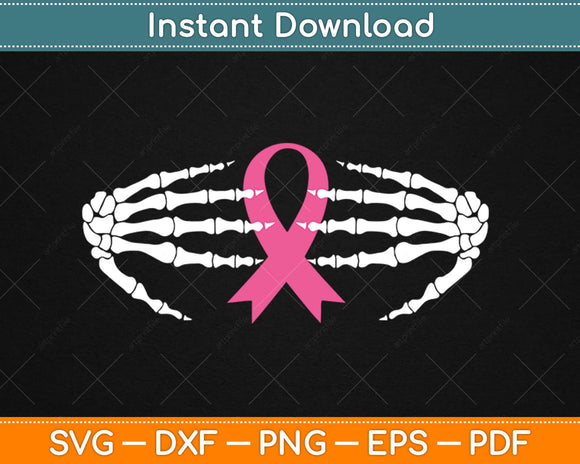 Skeleton Hands Breast Cancer Awareness Svg Design Cricut Cutting Files