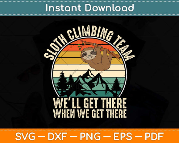 Sloth Climbing Team Retro Vintage Hiking Climbing Svg Png 