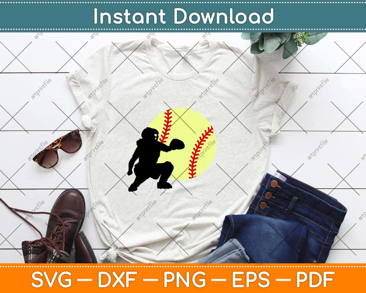 Softball Catcher I'll Always Be Her Biggest Fan Svg Design Cricut Cutting Files