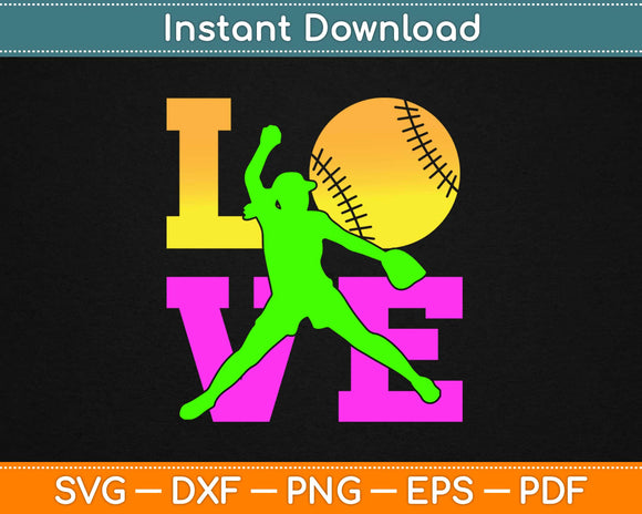 Softball love Svg Design Cricut Printable Cutting Files
