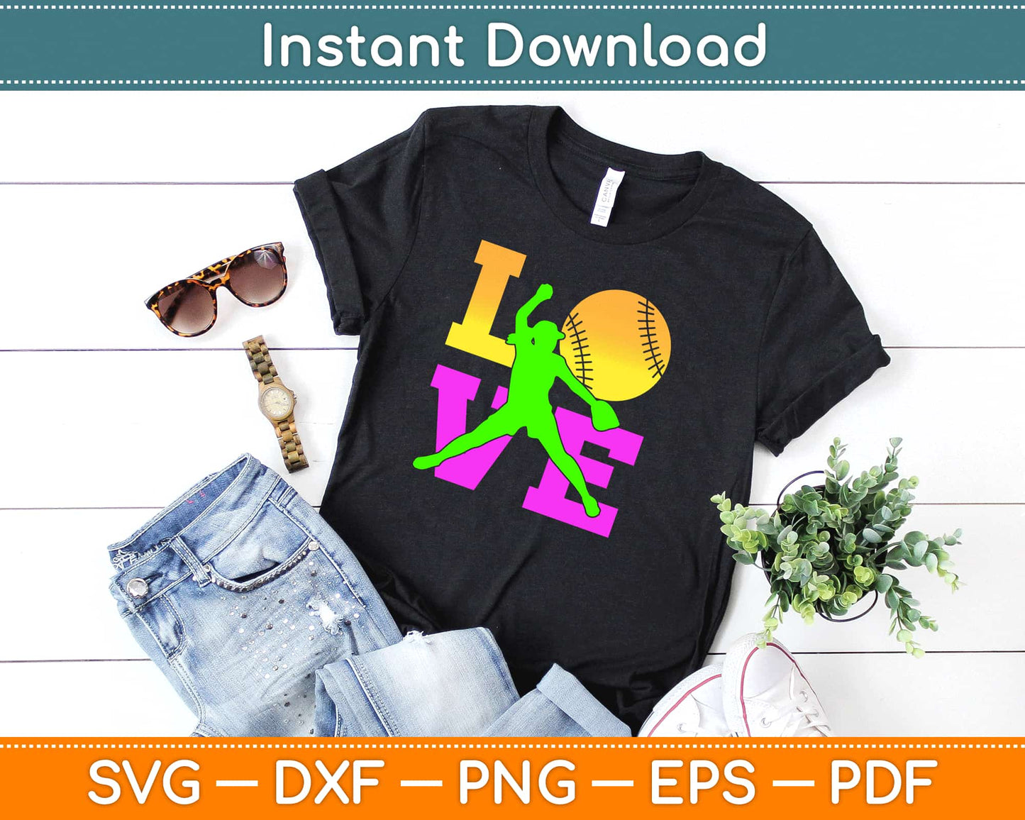 Softball love Svg Design Cricut Printable Cutting Files