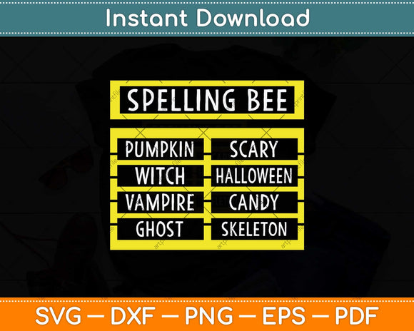 Spelling Bee Funny Pun Halloween Svg Png Dxf Digital Cutting File