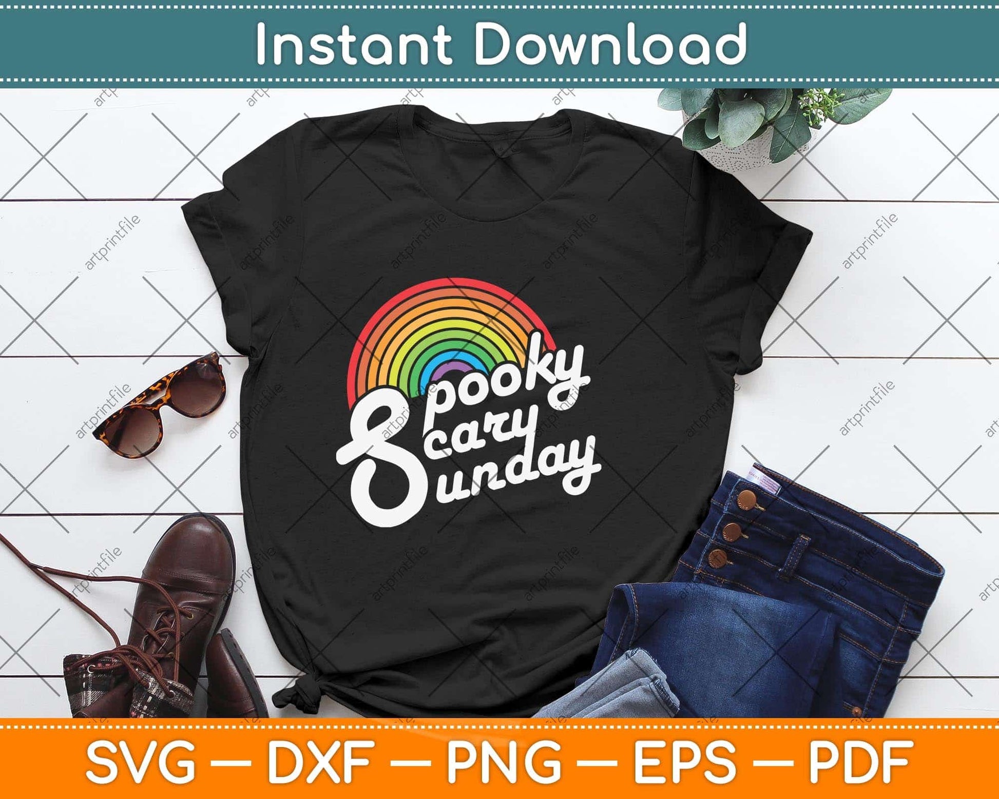 Spooky Scary Sunday Trendy Svg Png Dxf Digital Cutting File