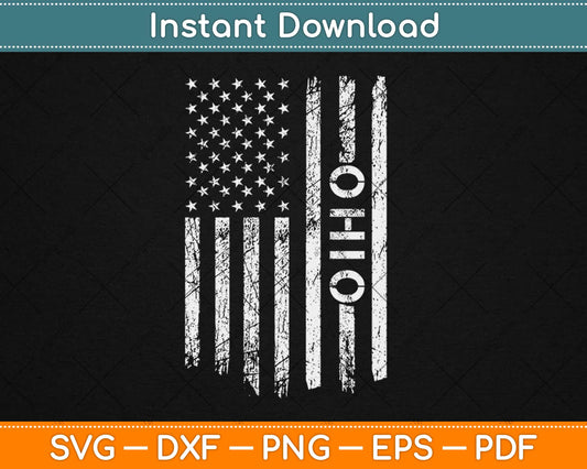 State of Ohio USA US Flag States Vintage Svg Design Cricut Printable Cutting Files