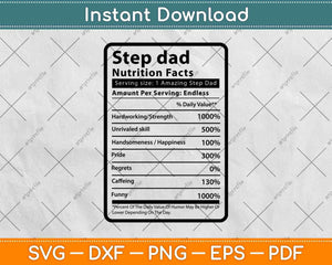 Step Dad Nutrition Facts Svg Png Dxf Digital Cutting Files