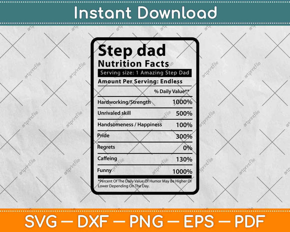 Step Dad Nutrition Facts Svg Png Dxf Digital Cutting Files