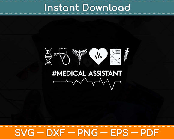Stethoscope Heartbeat Syringe Cute Medical Assistant Svg Png Dxf Digital Cutting File