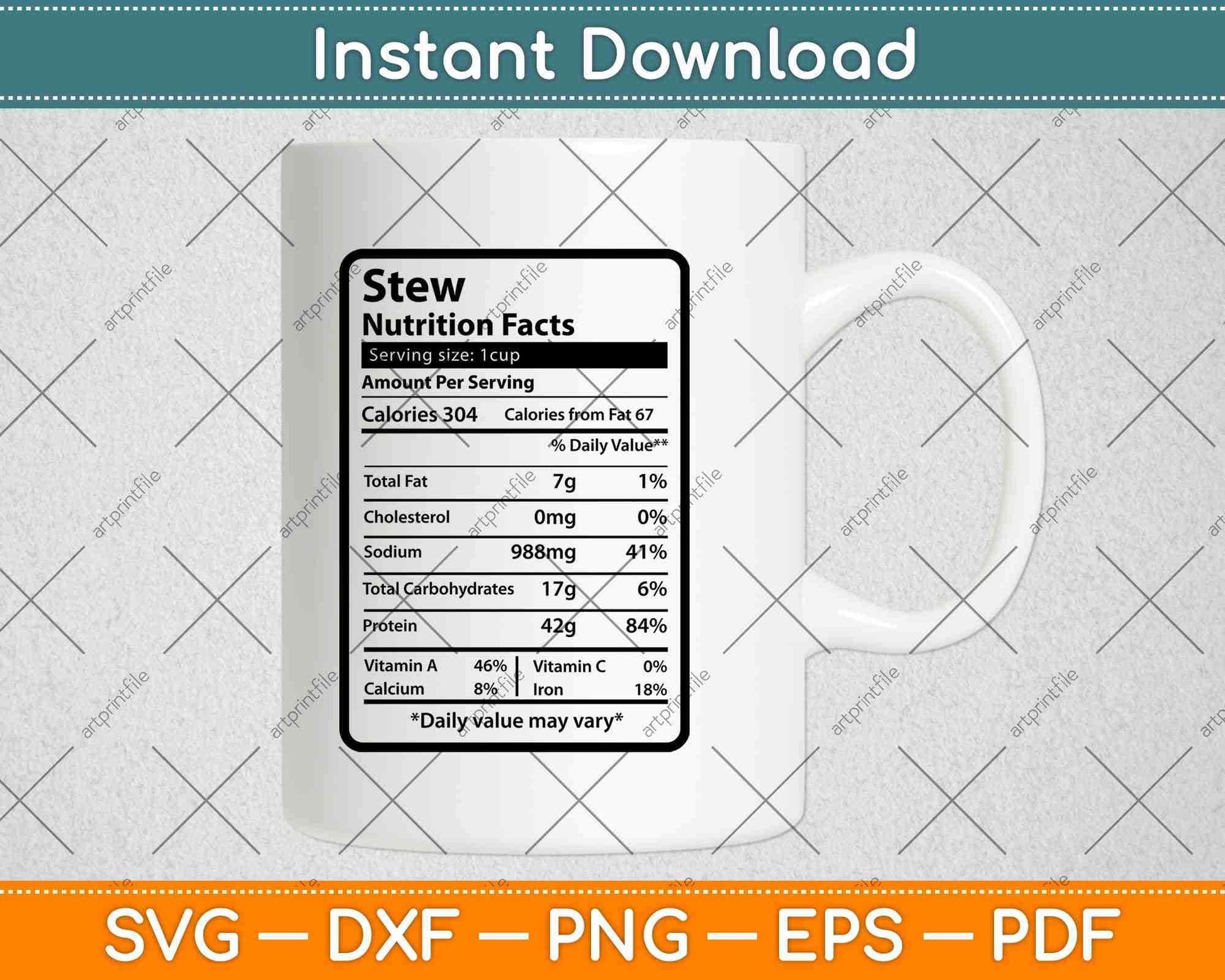 Stew Nutrition Facts Funny Thanksgiving Svg Png Dxf Digital Cutting Files