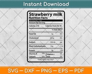 Strawberry Milk Nutrition Facts Thanksgiving Svg Png Dxf 