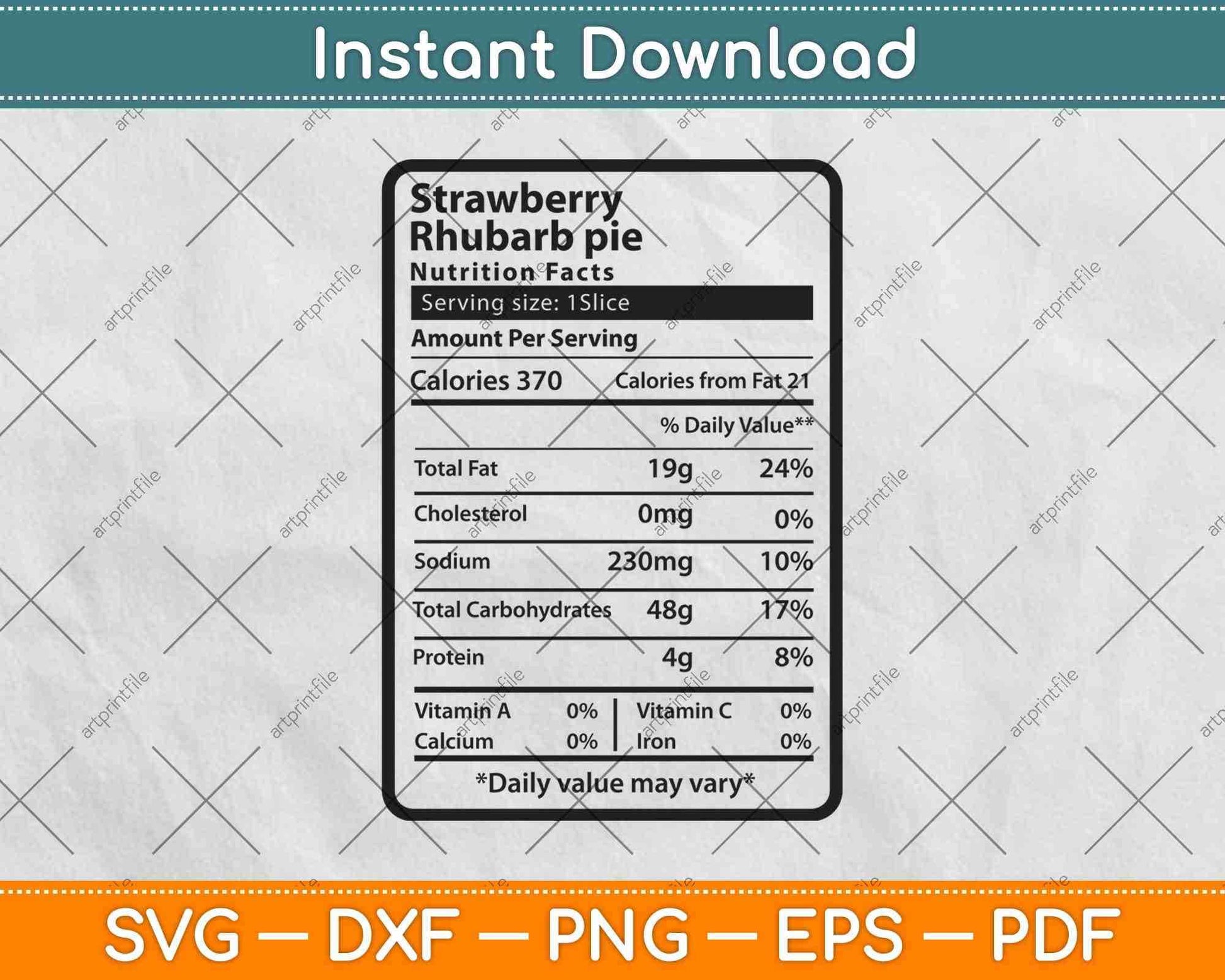 Strawberry Rhubarb Pie Nutrition Facts Thanksgiving Svg Png Dxf Cutting Files