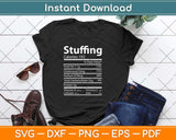 Stuffing Nutrition Facts for Thanksgiving Svg Design Cricut 