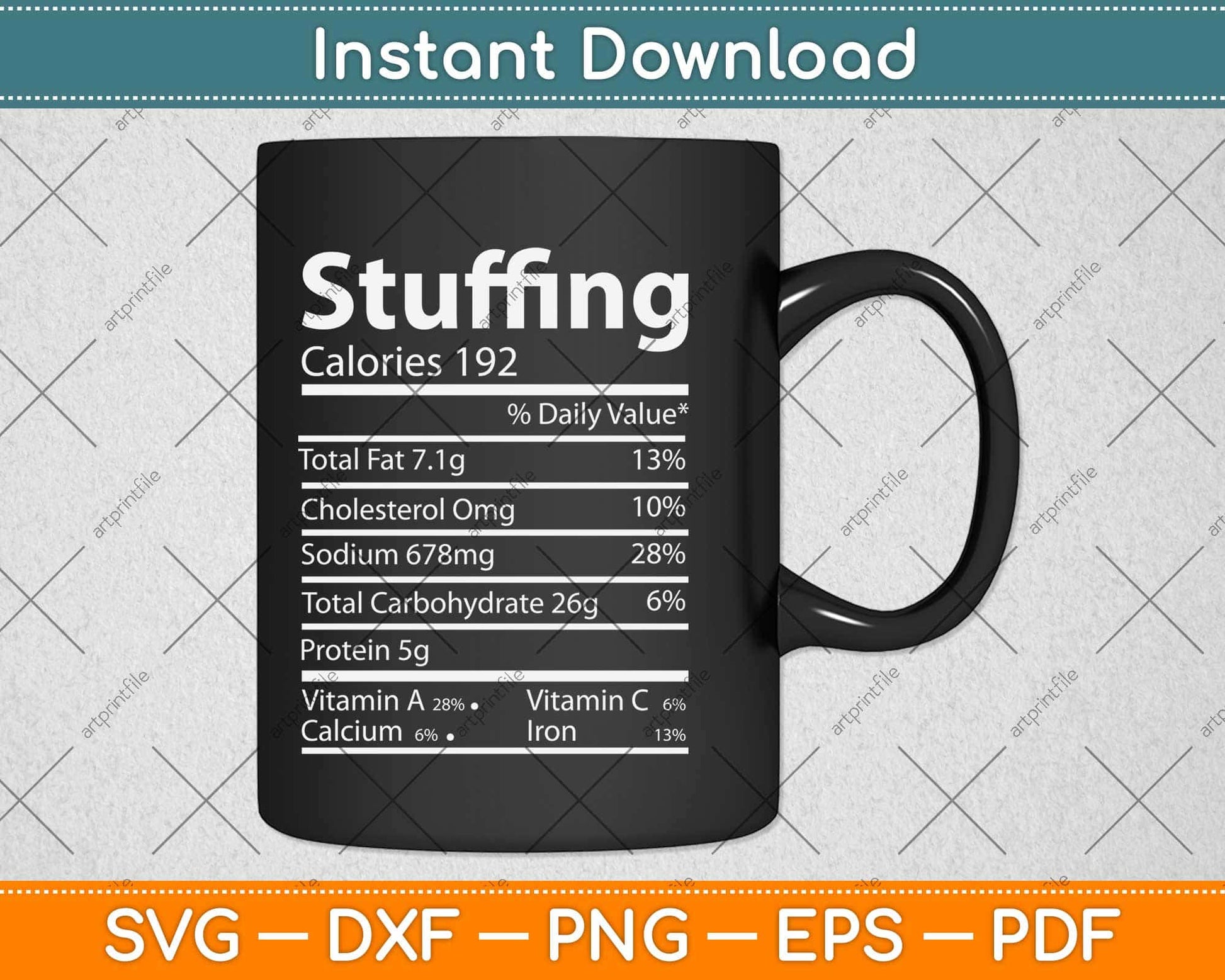 Stuffing Nutrition Facts for Thanksgiving Svg Design Cricut Printable Cutting Files