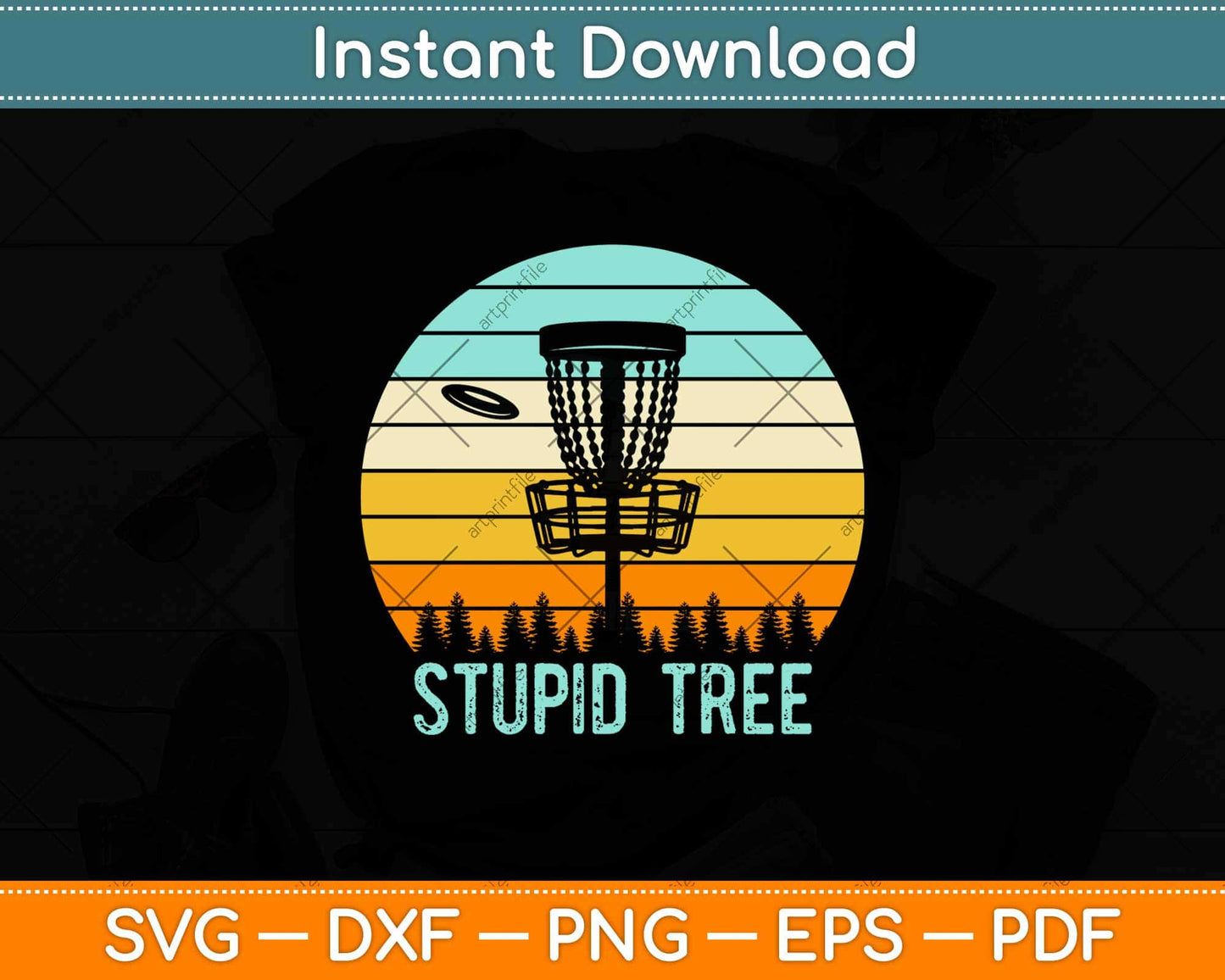 Stupid Tree Retro Disc Golf Funny Svg Design Cricut Printable Cutting Files