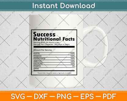 Success Nutrition Facts Svg Design Cricut Printable Cutting Files