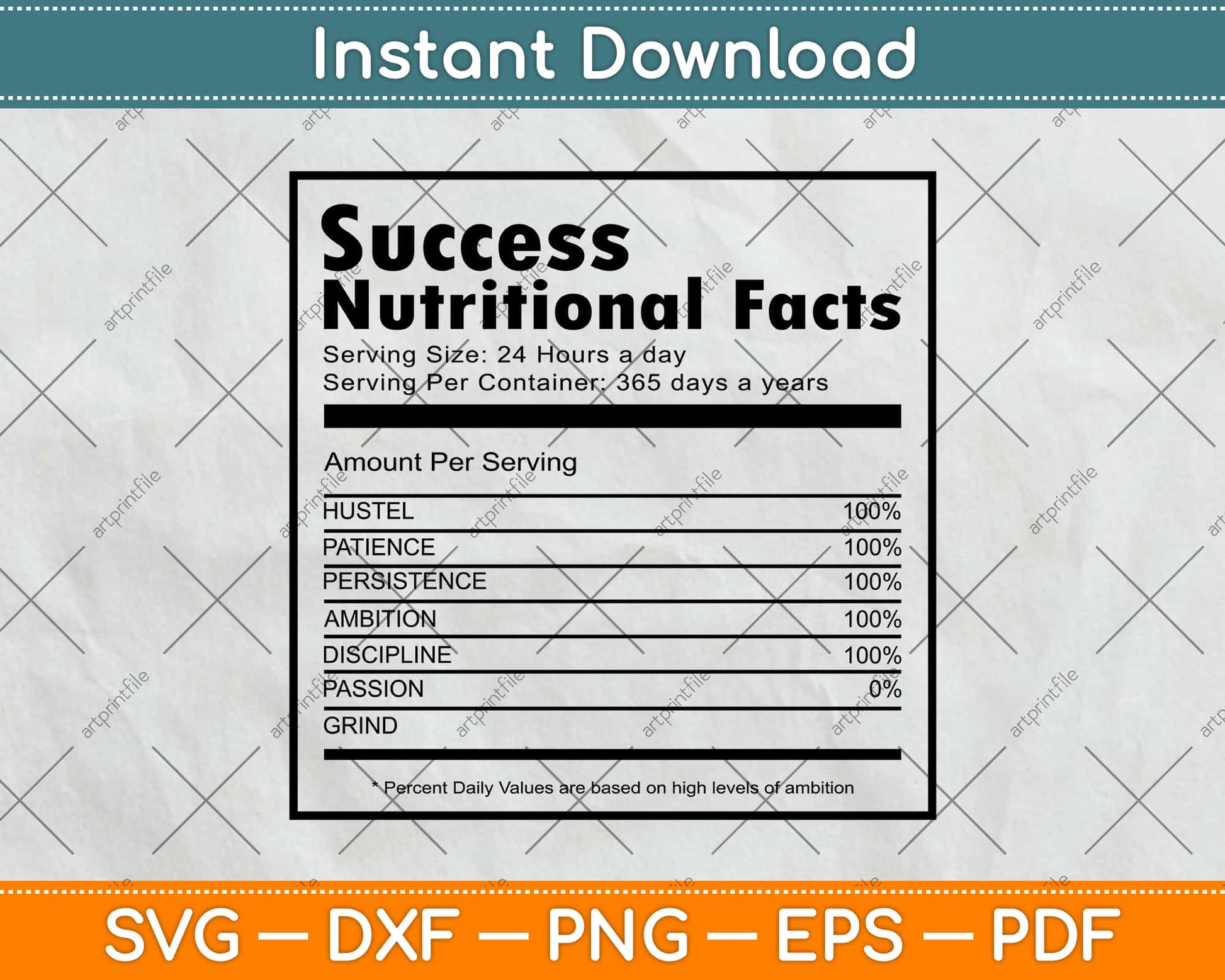 Success Nutrition Facts Svg Design Cricut Printable Cutting Files