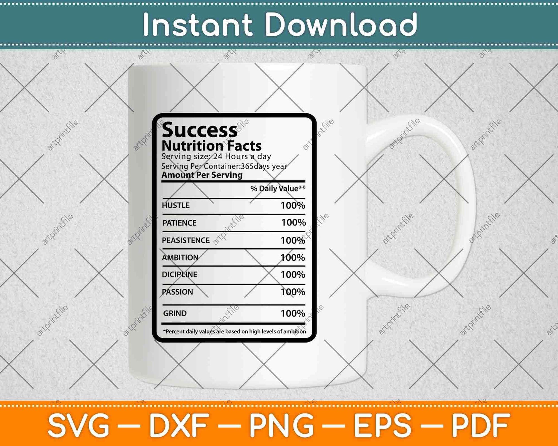 Success Nutrition Facts Thanksgiving Svg Png Dxf Digital Cutting File