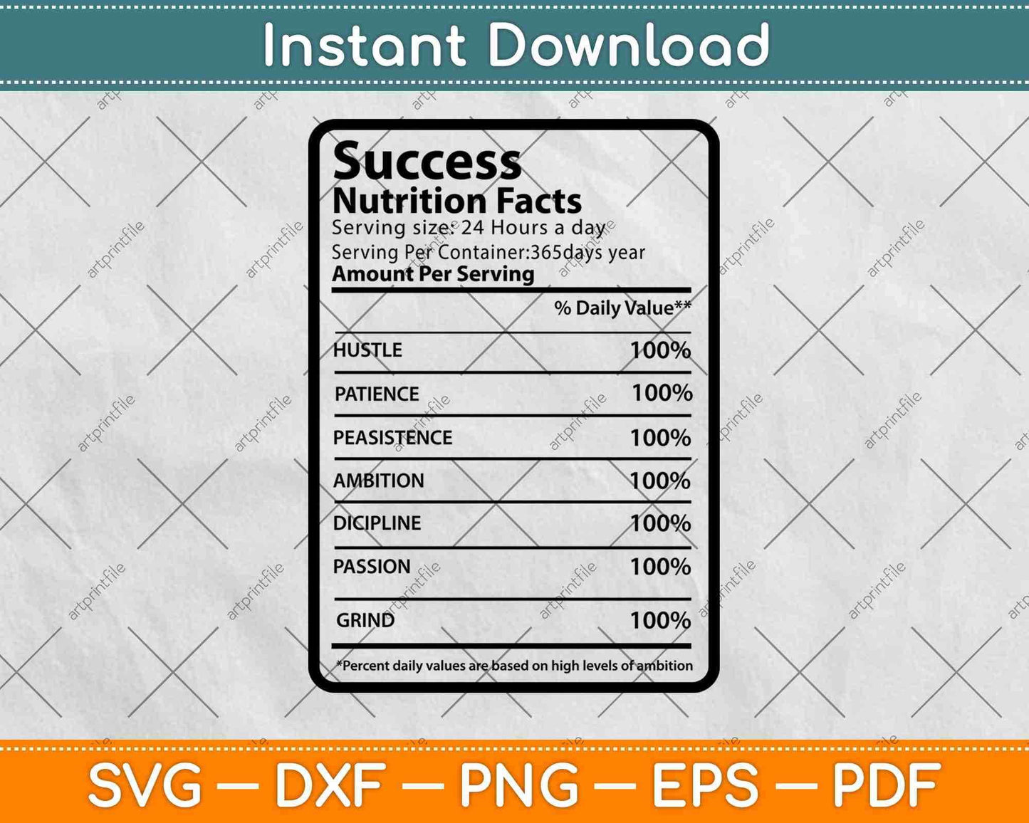 Success Nutrition Facts Thanksgiving Svg Png Dxf Digital Cutting File