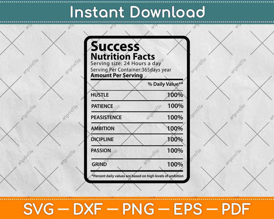 Success Nutrition Facts Thanksgiving Svg Png Dxf Digital Cutting Files