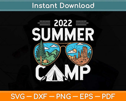 Summer Camp 2022 Sunglasses Camping Vacation Svg Png Dxf Digital Cutting File