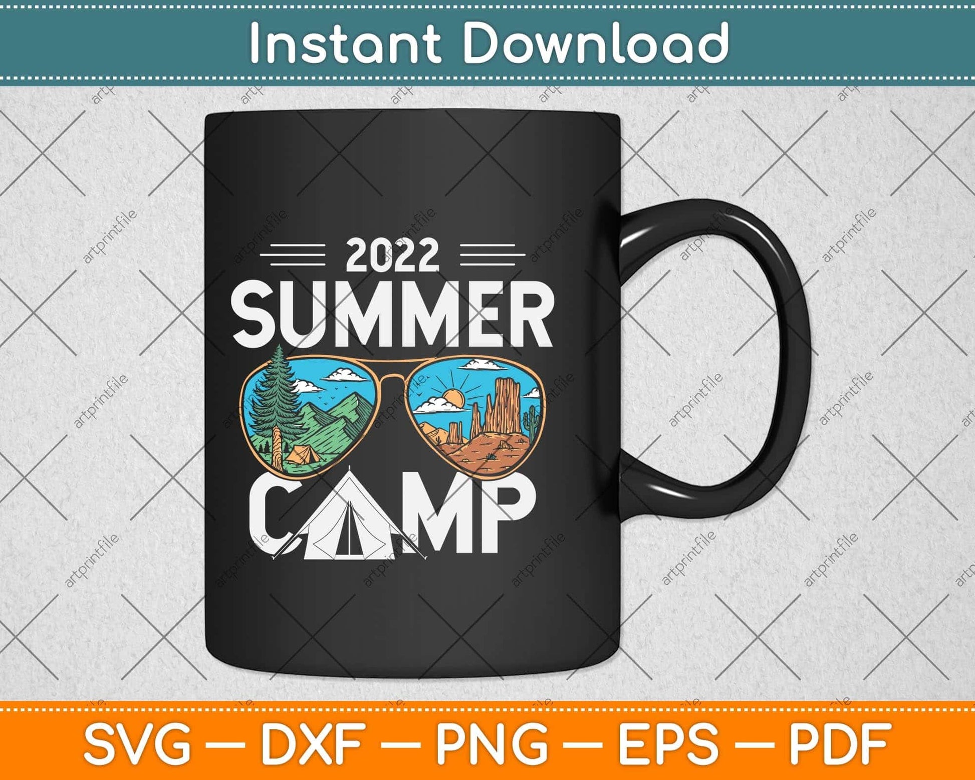 Summer Camp 2022 Sunglasses Camping Vacation Svg Png Dxf Digital Cutting File
