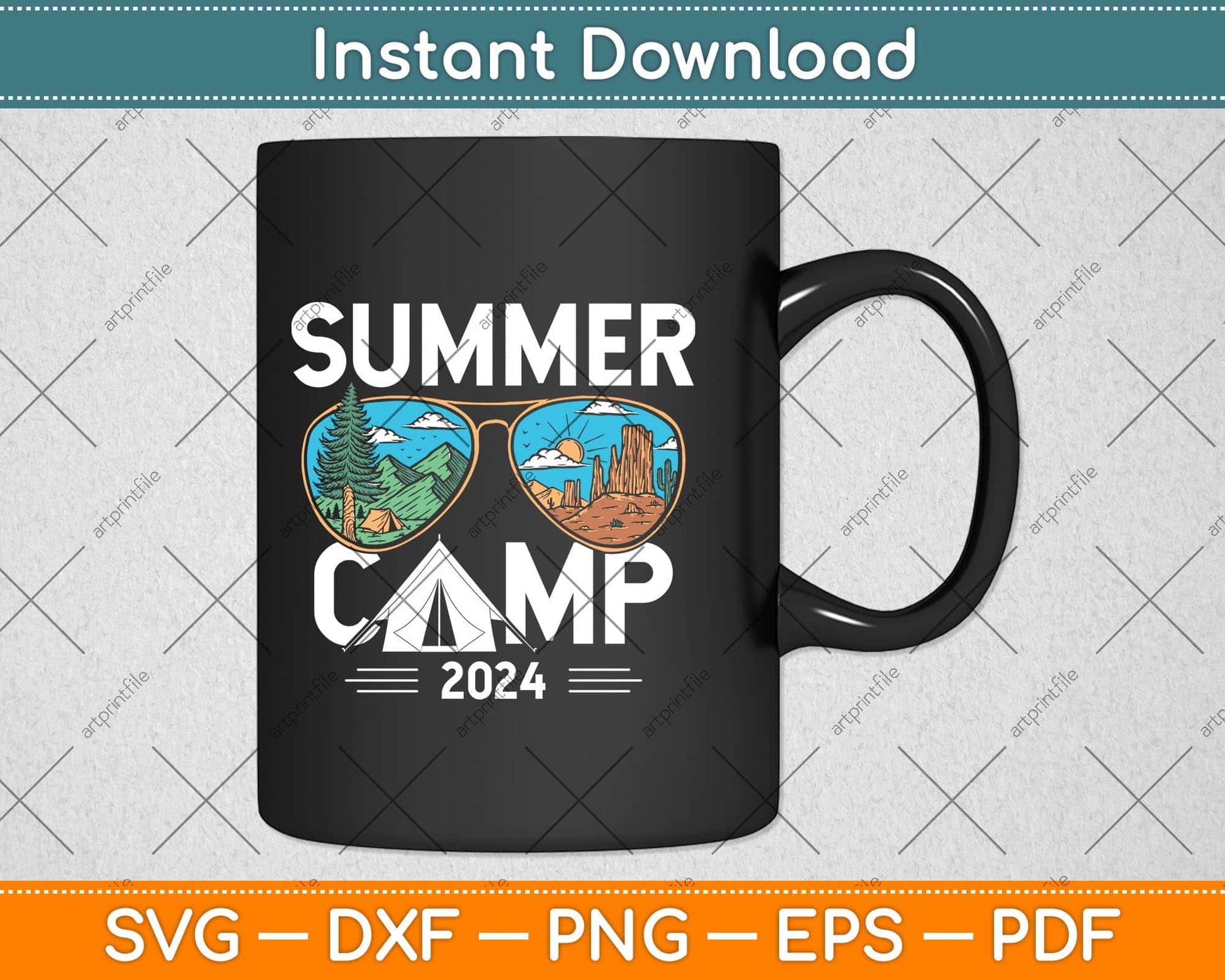 Summer Camp 2024 Sunglasses Camping Vacation Svg Png Dxf Digital Cutting File