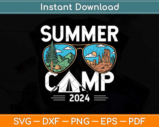 Summer Camp 2024 Sunglasses Camping Vacation Svg Png Dxf Digital Cutting File