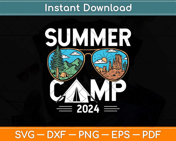 Summer Camp 2024 Sunglasses Camping Vacation Svg Png Dxf 