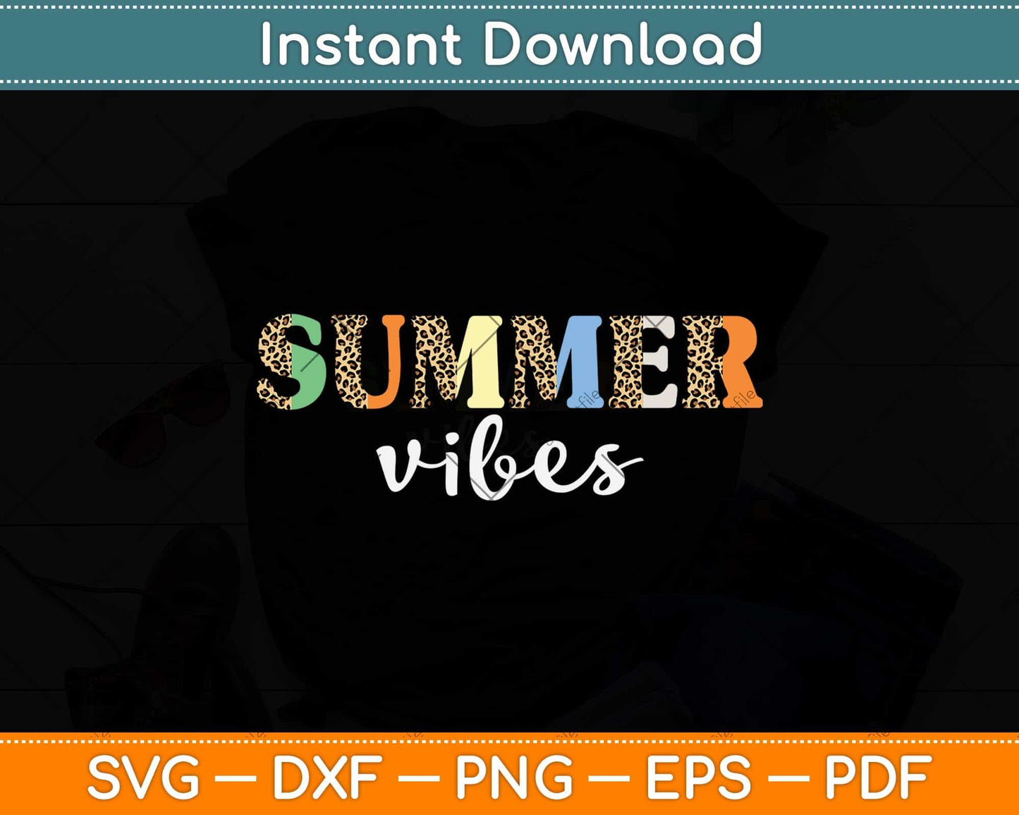 Summer Vibes Leopard Hello Summer Vacation Svg Png Dxf Digital Cutting File