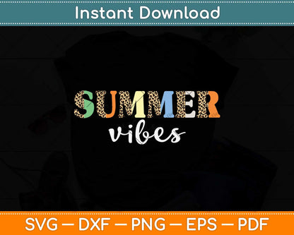 Summer Vibes Leopard Hello Summer Vacation Svg Png Dxf Digital Cutting File