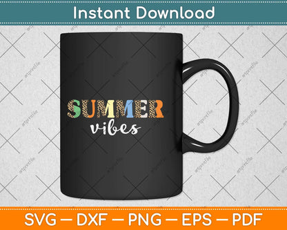Summer Vibes Leopard Hello Summer Vacation Svg Png Dxf Digital Cutting File