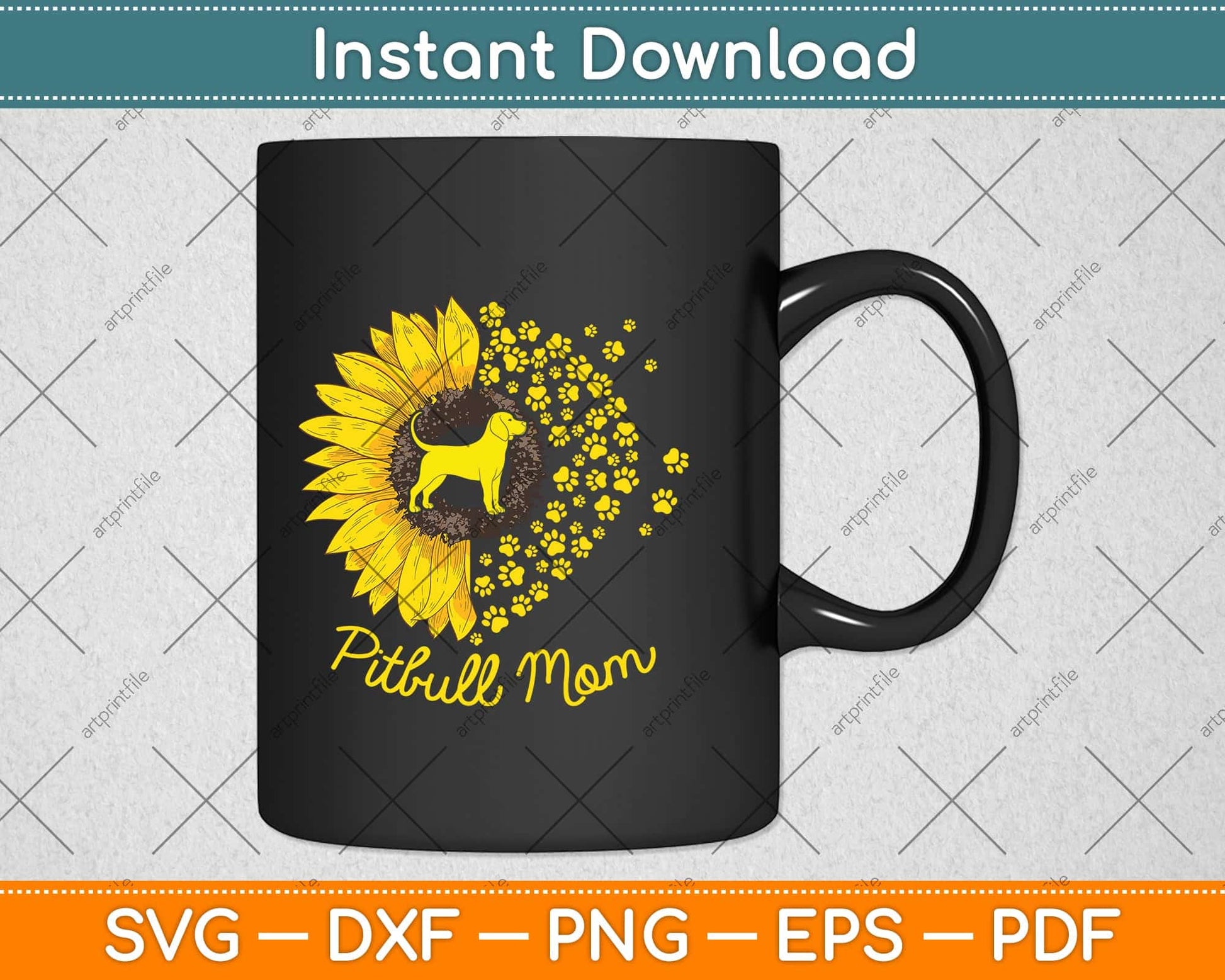 Sunflower Pitbull Mom Dog Lover Svg Png Dxf Digital Cutting File