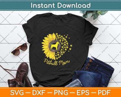 Sunflower Pitbull Mom Dog Lover Svg Png Dxf Digital Cutting File