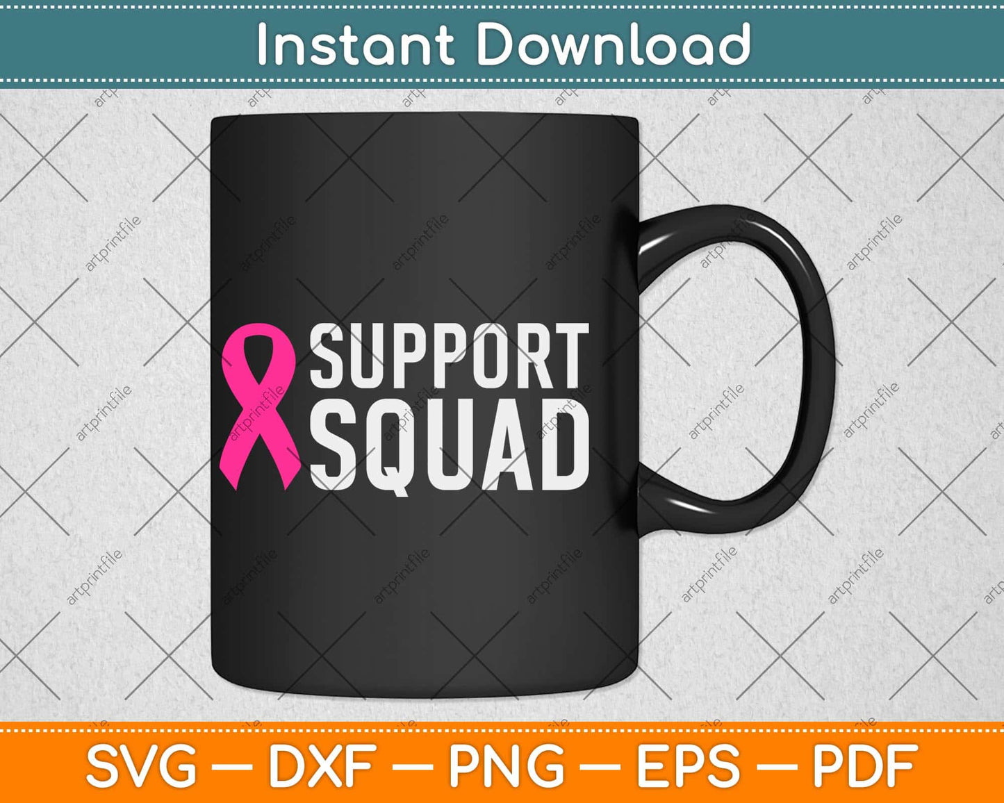 Support Squad Breast Cancer Awareness Svg Png Dxf Digital Cutting File