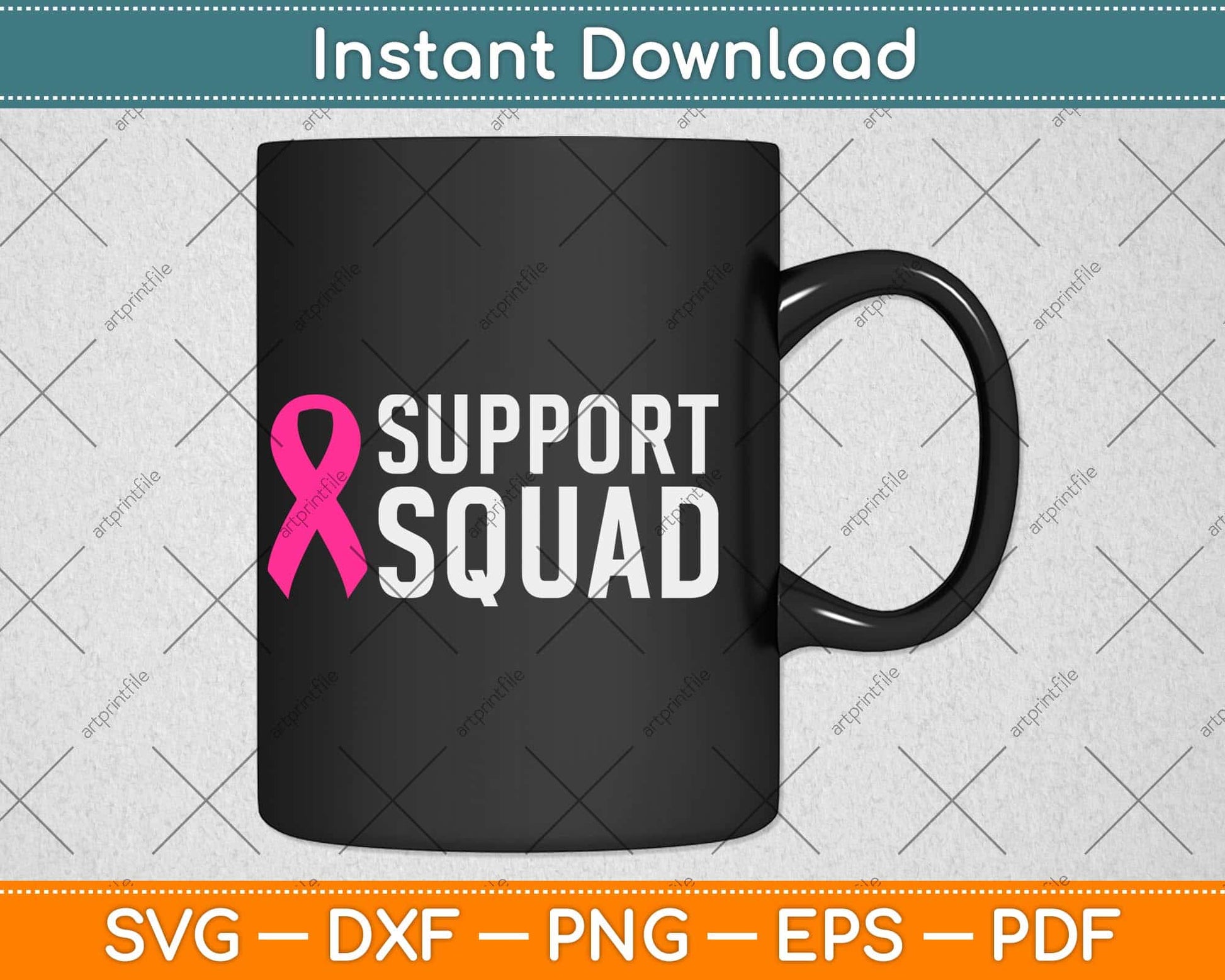 Support Squad Breast Cancer Awareness Svg Png Dxf Digital Cutting File