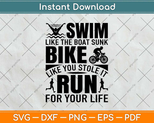 Swim Bike Run Cycling Svg Design Cricut Printable Cutting Files