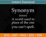 Synonym Definition Funny English Teacher Grammar Svg Png Dxf