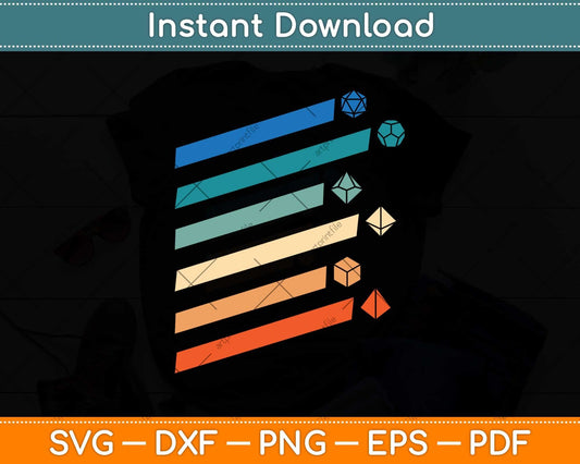 Tabletop RPG Dungeon Dice Retro vintage D20 Dice Svg Png Dxf Digital Cutting File