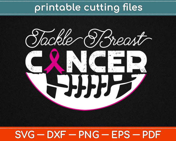 Tackle Breast Cancer Awareness Football Survivor Svg Design Printable Cutting Files