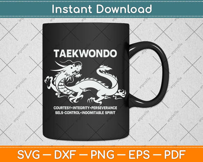 Taekwondo Courtesy Integrity Perseverance Svg Png Dxf Digital Cutting File
