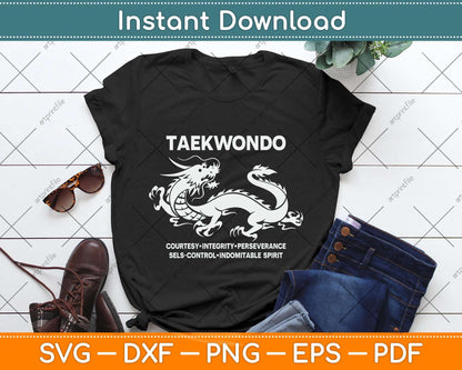 Taekwondo Courtesy Integrity Perseverance Svg Png Dxf Digital Cutting File