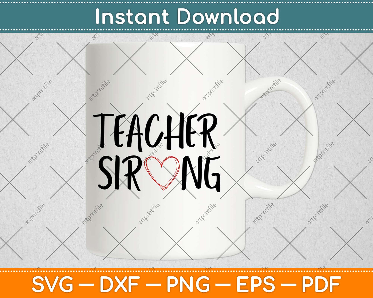 Teacher Strong Doodle Heart Quote Svg Design Cricut Printable Cutting Files