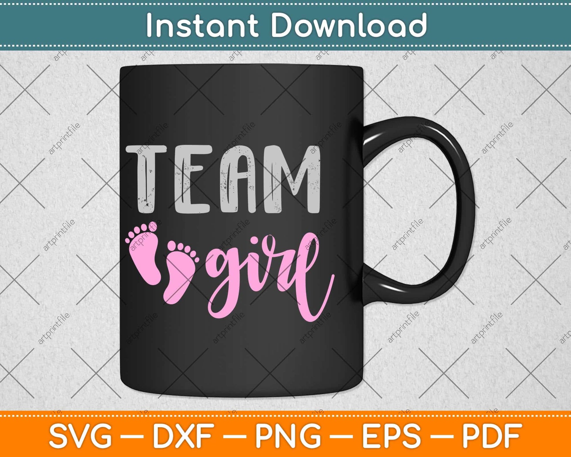Team Girl Gender Reveal Baby Shower Svg Png Dxf Digital Cutting File